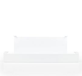 Een witte display voor krimpkous mini boxen, voor voren afgebeeld.
