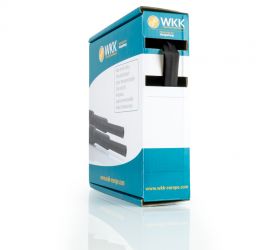 Een minibox met een rol zwarte H-2(3X) dunwandige krimpkous